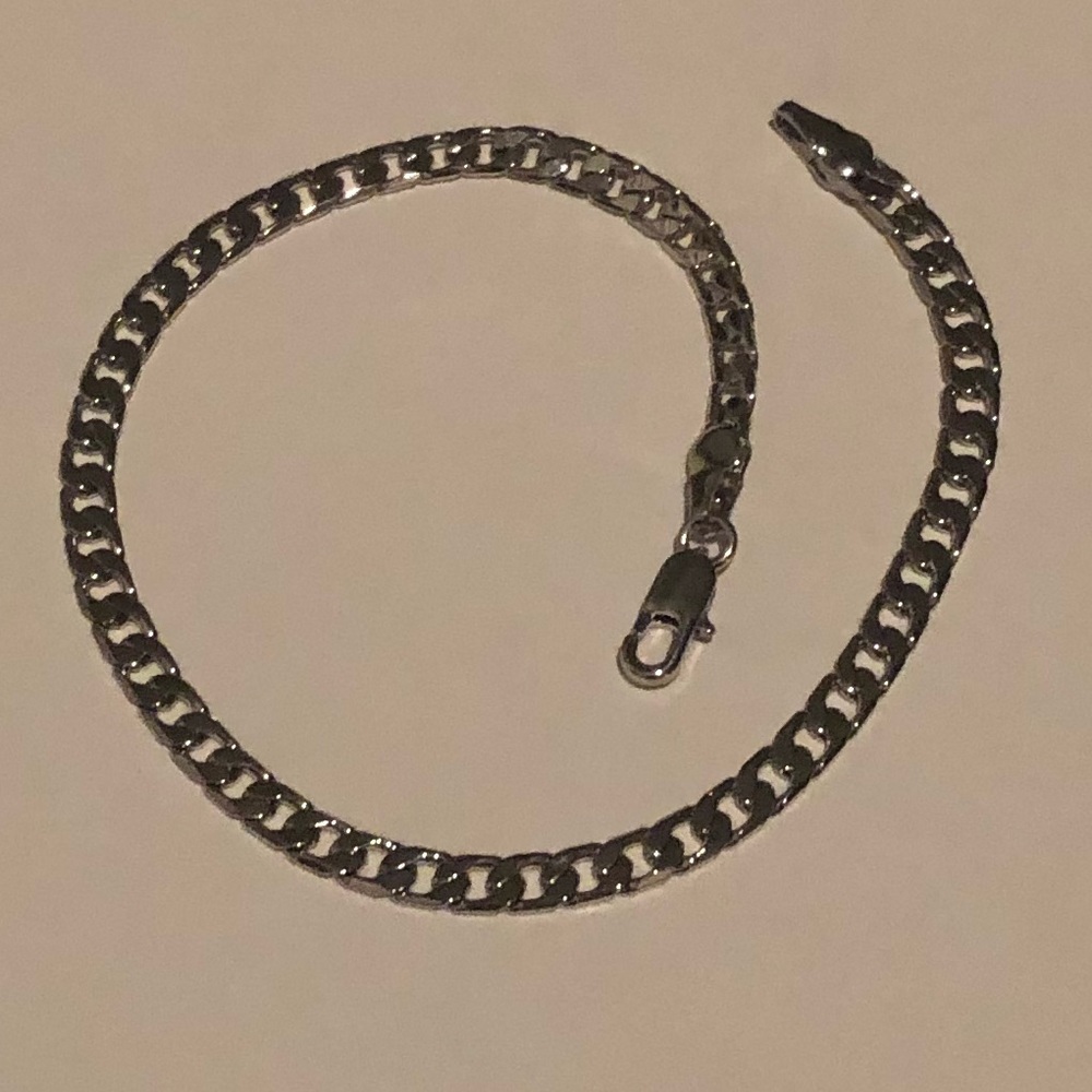 Silver Stainless Steel Cuban Link Bracelet - Picture 2 of 6